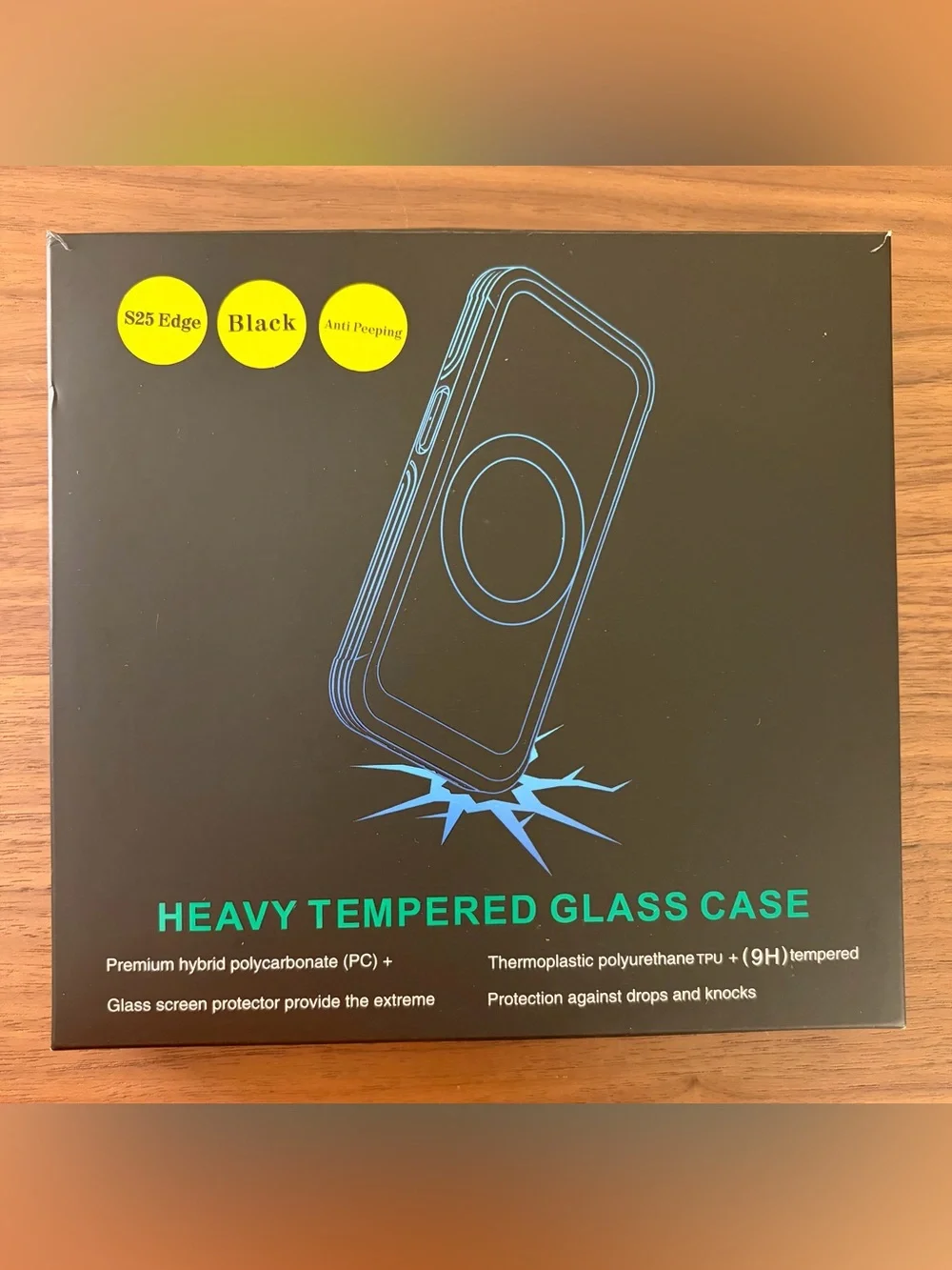Samsung Galaxy S25 Edge Magnetic Privacy Case w/ Built-In Glass Black